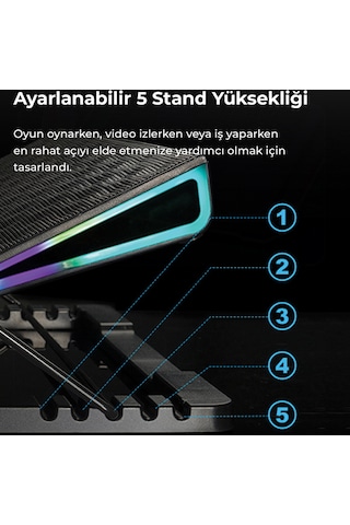 Bix BX-CP01G RGB Aydınlatmalı Dijital Kademeli Gaming Notebook Soğutucu