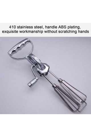 Paslanmaz Çelik Manuel Yumurta Çırpıcı Mikser Çift Kafa El Döner Çırpma Blender Ergonomik Sap Temizlemesi Kolay Mağaza Çok Yönlü Mutfak Aleti Gümüş