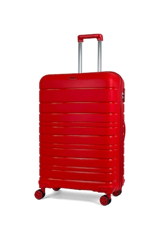 Reymond Luggage Karbon PP Seyahat Valizi Horizon Serisi Kırılmaz Bavul, Kırmızı - Büyük Boy
