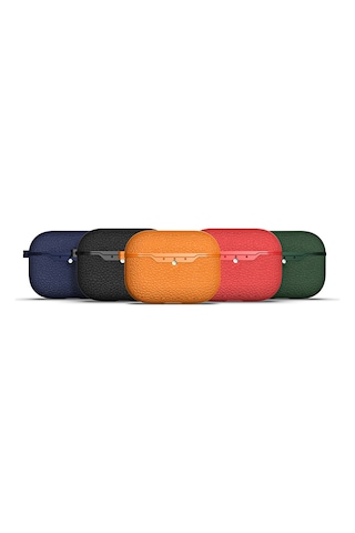 Apple Uyumlu AirPods Pro 3 Kılıf Deri Tarzı Silikon Case 03 Turuncu