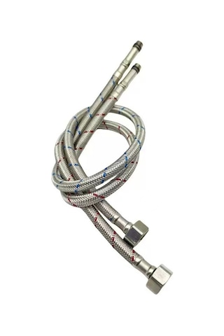Flex Hortum 3/8" Erkek 1/2" Dişi 60cm 3/8-1/2 M/f Paslanmaz Çelik Örgülü 2 Adet Sıcak Soğuk Renkli