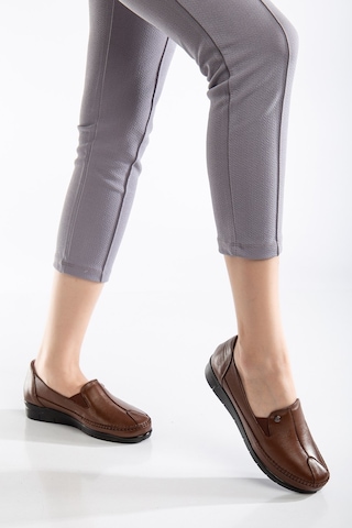 92101 Ortopedik Kadın Deri Ayakkabı Topuk Dikeni İçin Uygundur Taba