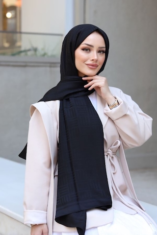 Sahtan Kibrit Desen Pamuk Jakar Şal Siyah