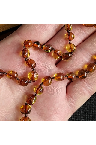 Sertifikalı Dominik Yeşili 35 cm Kız Erkek Bebek Diş Kolyesi Beyaz