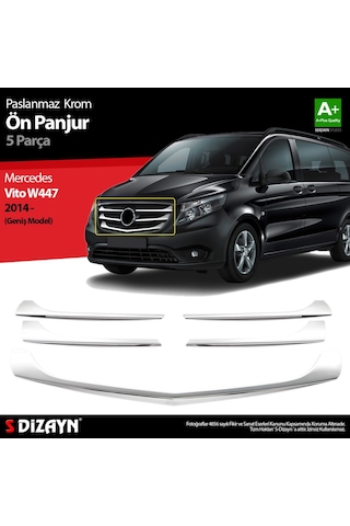 S-Dizayn  Mercedes Vito W447 Krom Ön Panjur Geniş Model 5 Prç. 2014-2020