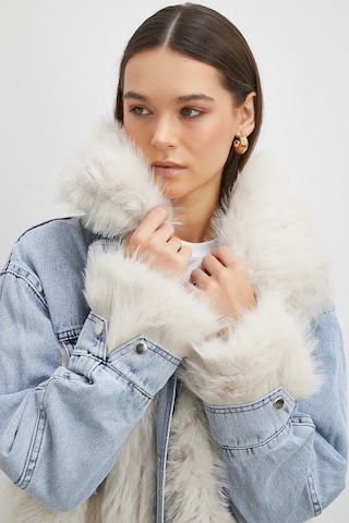 Kot Garnili Kürklü Mont Mavi Mavi