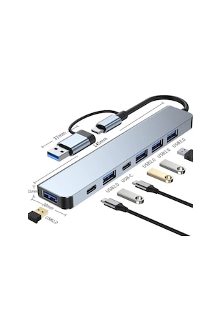Maxgo 3011 7 In 1 Usb/type-c To Usb A Usb C-usb 2.0/3.0 Çevirici Adaptör 7 Port Çoklayıcı Usb Hub