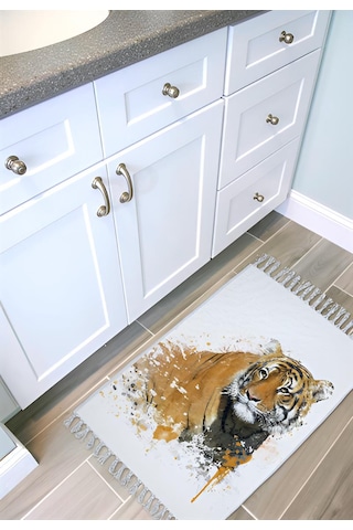 Zethome Tiger Banyo Paspas Ve Tek Kanat Duş Perdesi 1x180x200 Set Çok Renkli