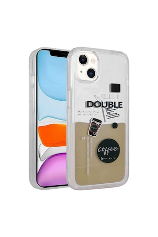 Apple Uyumlu iPhone 13 Kılıf Desenli Sıvılı Zore Drink Silikon Kapak NO3