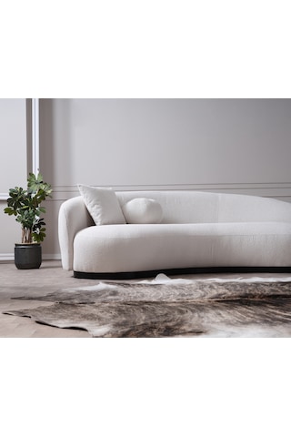 Vipa New Moon Lüks Modern Şık İskandinav Tasarım Üçlü Koltuk, Comford, Salon Ve Oturma Odası İçin Kırık Beyaz