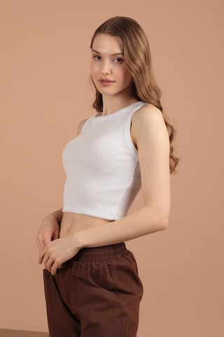 Chıcnhappy Kaşkorse Kumaş Halter Yaka Kadın Bluz Krem - Kadın Krem