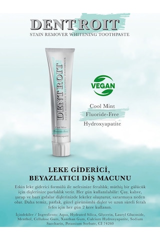 Dentroit Leke Giderici Beyazlatıcı Diş Macunu 100 Ml