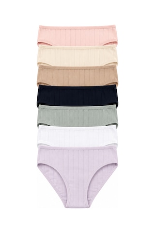 Nicoletta Kadın Külot 7 Li Paket Likralı Pamuklu Fitilli Kaşkorse Mi 724180 Mıxcolor