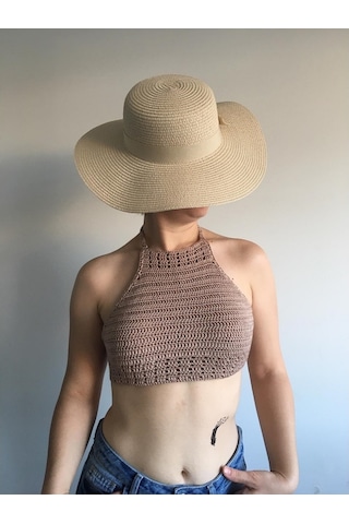 Tuyy Özel Tasarım Bej Renk Bikini Üstü