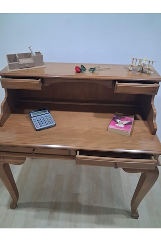 Çalışma Masa İlhm 90633 Model Klasik Takım Lüks Klasik Ahşap Ceviz Renk El Yapım Kahverengi