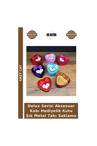 Delux Serisi Aksesuar Kabı Hediyelik Kutu Şık Metal Takı Saklama Çok Renkli