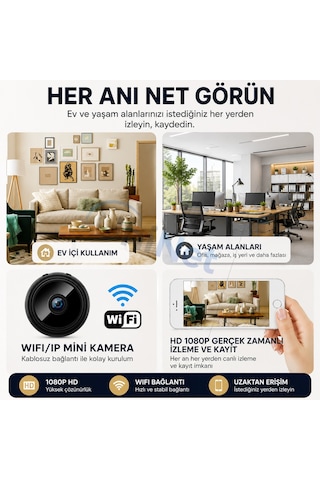 Uninet 1080p Kablosuz Mini Güvenlik Kamerası Telefonda Canlı Izleme Ve Kayıt Özelliği