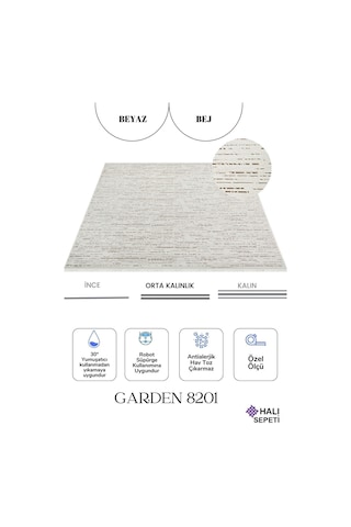 Enti Terrace 8201 Beyaz Iskandinav Halı Yıkanabilir Kesme Yolluk Koridor Kaymaz Çocuk Odası Beyaz - Gri