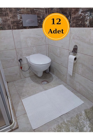 Otel Banyo Paspası Ayak Izli Beyaz 50x70 Cm 12'li Beyaz