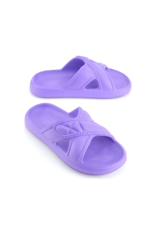 Gezer Kadın Yazlık Eva Islak Zemine Uygun Ev Bahçe Banyo Terlik Eflatun