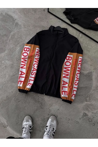 Mbb E-ticaret Unisex Vintage Baskılı Paraşüt Rüzgarlık - Siyah