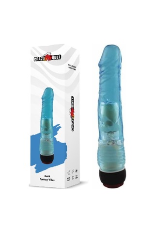 Truva Shop Crazy Bull 18 Cm Dildo Mavi Jel Titreşimli Vibratör Penis + Kaydırıcı
