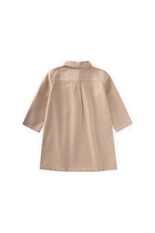 Boyalı Gabardin Elbise 2-7 Yaş Bej Bej