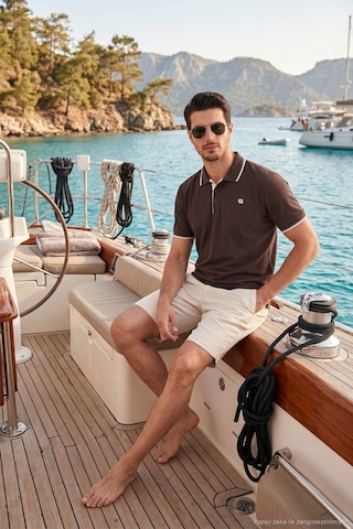 Buratti % 100 Pamuk Düğmeli Regular Fit Polo Yaka T Shirt Erkek Polo Yaka T Shirt 5902118 Kahve