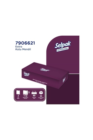 Selpak Professional Extra Kutu Mendil 21 X 18 Cm 80 Yaprak X 24 Adet