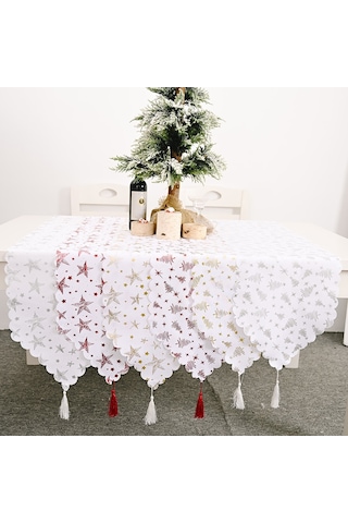 Sones Noel Masa Dekorasyonu Bronz Masa Örtüsü Tatil Dekorasyon Malzemeleri Gümüş Yıldız Gümüş