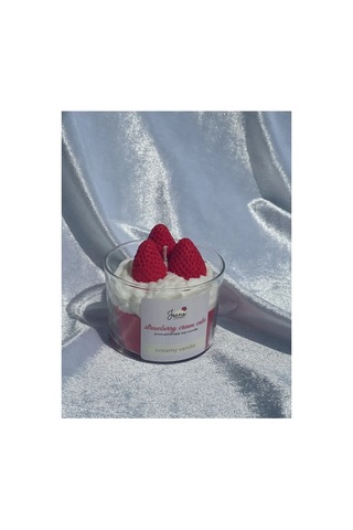 Strawberry Kırmızı Vanilya Kokulu Hediyelik Aromaterapi Mum Sevgiliye Tütsü Arınma Akış Kırmızı