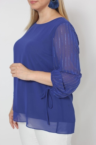 Moda Berray 3243 Kolu Taş Baskılı Şık Bluz Saks 001