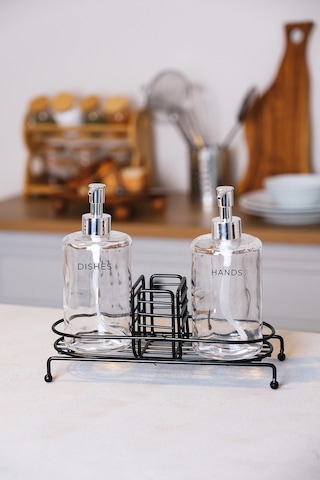 Finehome Nova Standlı 2'li Sıvı Sabunluk Siyah