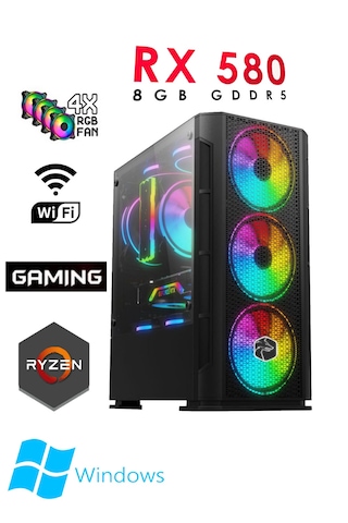 Apphirex TC85X R5-5500 16 GB 512 GB SSD 8 GB RX580 24" W11P Masaüstü Oyuncu Bilgisayarı