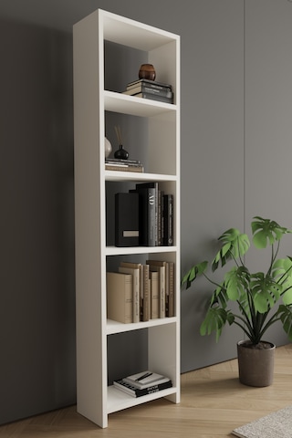 Classy 102asya 5 Raflı Tek Parça Kitaplık Beyaz