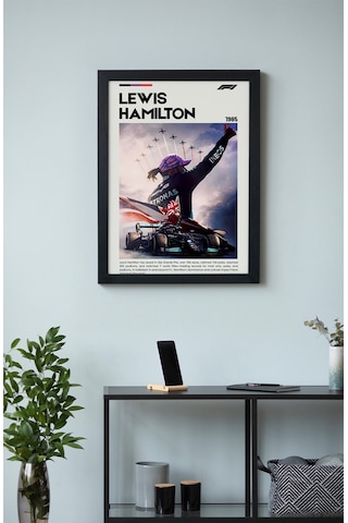 Lewis Hamilton Ahşap Çerçeveli Poster Tablo 7x Dünya Şampiyonu Tasarım