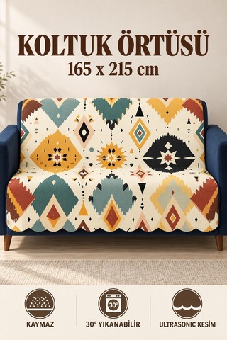 Çok Amaçlı Kadife Koltuk Örtüsü Kaymaz Süngerli 165x215 Cm Modern Bohem Çekyat Şalı Piknik Masa Örtüsü Alk17 Renkli