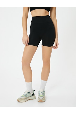 Koton Spor Dikişsiz Biker Tayt Yüksek Bel Slim Fit Siyah 4sak40314nk Siyah