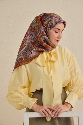Silk Home Tivil İpek Eşarp Ist 11504- 05 Turuncu Etnik Desen