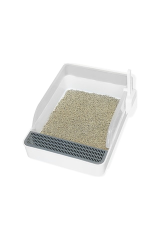 Maiyame Beyaz Tam/kısmi Kapalı Büyük Boy Kedi Kumu Kutusu - Kokusuz Kedi Tuvaleti Kedi Malzemeleri - S Yavru Kedi Boyutu