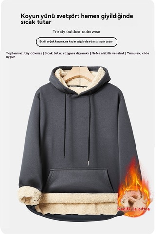 Sonbahar Ve Kış İçin Erkek Kapüşonlu Sweatshirt Haki