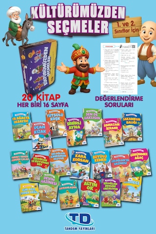 1.ve 2. Sınıflar için Kültürümüzden Seçmeler Hikaye Seti 20 Kitap