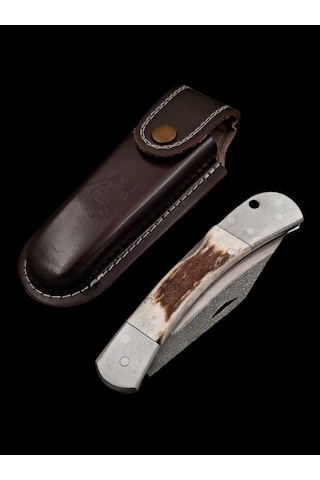 N690 Böhler Çelik Geyik Boynuzu Kilitli Yaylı Çakı Çok Renkli