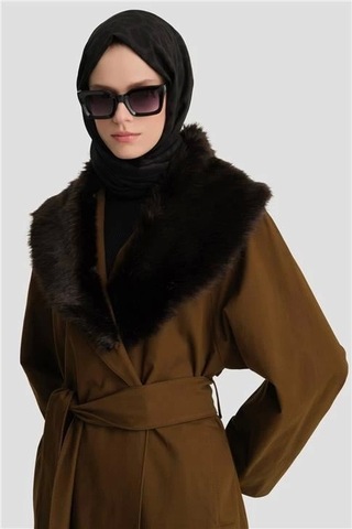 Armine Seyar Kürklü Pardesü 24k8001 Haki Haki