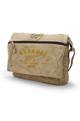 Dark Cotton 8128 Salaş Kanvas Omuz Postacı Siyah Antrasit 15.6" Laptop Okul Seyahat Günlük Vintage Pamuk Çanta Açık Camel