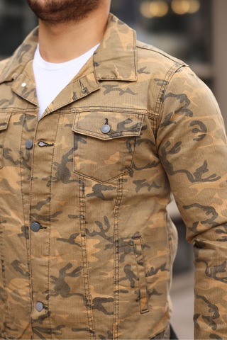 Koyu Haki Erkek Kot Ceket Çok Renkli