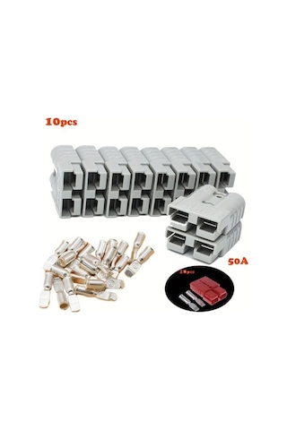 Trendooze 10 Adet 50a Gri Karavan Güneş Bağlantı Orijinal Fiş Konnektör Gaojunshop01