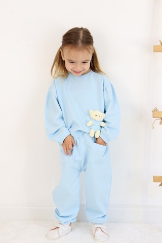 Kız Çocuk Orta Kalınlıkta Ayıcık Oyuncaklı Eşofman Takımı Mavi