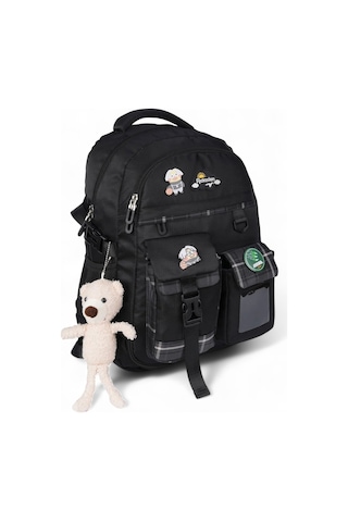 Relaxion 2174-1450 İthal Kore Tarzı Unisex Çocuk İlkokul Sırt Çantası Siyah