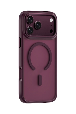 Apple iPhone Uyumlu 18 Pro Max Kılıf Wiwu Fgg-012 Armorpro Serisi M-safe Özellikli Parmak İzi Önleyici Bordo